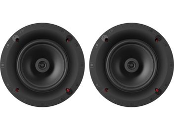 Sæt med 2 Klipsch CS-18-C Sky Hook sorte indbygningshøjttalere til loft, set forfra