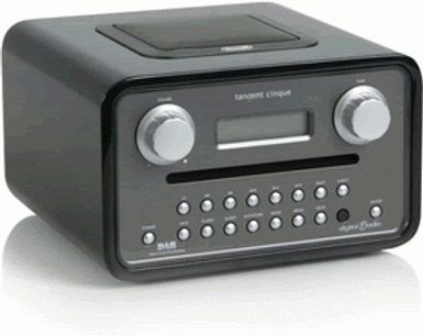 Sort Radio Tangent Cinqué set forfra med LCD-skærm, knapper og drejeknap på forsiden