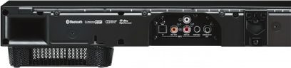 Yamaha YSP-1400 sort soundbar, bagside, audio/video-tilslutninger, kontrolknapper, højttalergitter