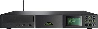 Hi-fi systém Naim Audio UNITILITE v černém provedení s čelním panelem z broušeného hliníku, LCD displejem a ovládacími tlačítky