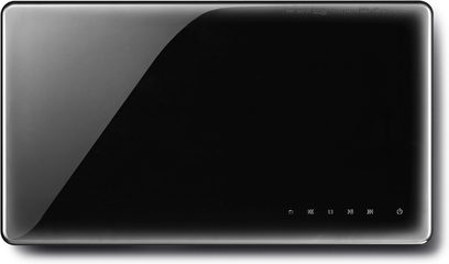 Samsung BDP-3600 sort Blu-ray-afspiller, set forfra, skærm slukket, kontrolknapper på forsiden