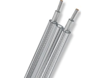 Oehlbach Crystal Silver Star 2.5mm 1022 speaker cable front view, close-up of the silver banana connectors