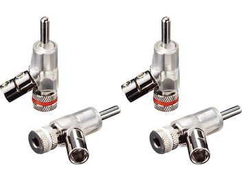 Σετ 4 γωνιακών ασημί βυσμάτων μπανάνας Furutech FP-202 (R) με κόκκινους και λευκούς δακτυλίους