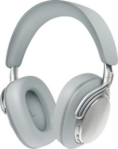 Hi-Fi-Kopfhörer Bowers & Wilkins Px8 S2 hellblau, gepolsterter Bügel und ovale Ohrmuscheln aus silbernem Metall