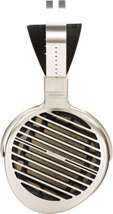 Otwarte słuchawki hi-fi Hifiman Susvara, widok z przodu, okrągła metalowa kratka na czarnych nausznikach, srebrna opaska