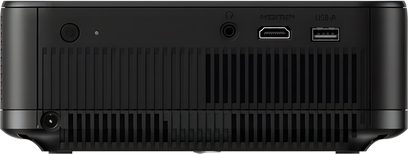 Vidéoprojecteur Epson EF-62B noir, vue arrière avec grille de ventilation, ports HDMI, USB-A et prise jack