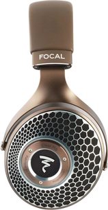 Åbent hi-fi hovedsæt Focal Clear MG, bronze og sort farve, hexagonal gitter på ørepuderne, set forfra