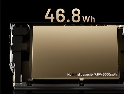 Indbygget gylden 46,8 Wh-batteri, nominel kapacitet 7,8 V 6000 mAh, internt tværsnitsbillede