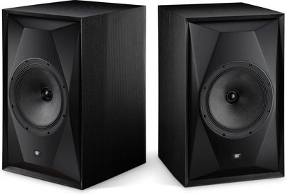 Par de altavoces de estantería Mofi Electronics SourcePoint 10 Master Edition negro con frontal angular negro