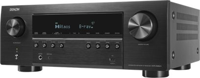 Denon AVR-S980H hjemmebiografreceiver i sort, front i børstet metal med stor central skærm og dobbelte drejeknapper