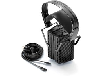 Cască hi-fi deschisă STAX Lambda SR-L700MK2 neagră, curea căptușită, pernuțe dreptunghiulare cu grilaj, cablu detașabil