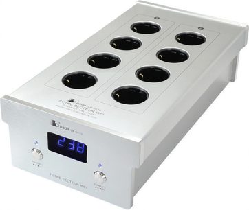 Πολύπριζα Bada LB6610 ασημί, 8 πρίζες, φίλτρο ρεύματος Hi-Fi, μπλε φωτισμός LED, λήψη από ελαφρώς κεκλιμένη γωνία