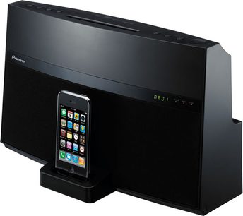 Pioneer XW-NAV1 dockingstation i sort, rektangulær, touchskærm, højttalere, knapper på toppen