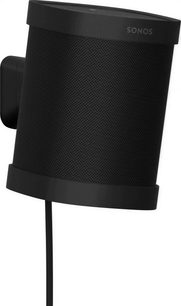Černý nástěnný držák pro reproduktor Sonos, černá přední mřížka ve tvaru včelí plástve, montáž na stěnu vzadu