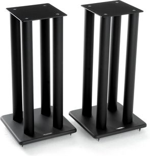 Atacama Audio SL600 højttalerrør i sort, sort finish, fire cylindriske søjler, firkantet base og top, set forfra