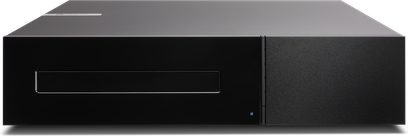 Cambridge Audio EVO CD-afspiller i mat og blank sort, front med CD-slot og LED, flad top med gravering