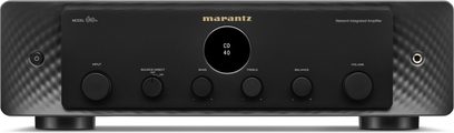 Стерео Hi-Fi підсилювач Marantz 60n, вид спереду, чорний корпус, 6 круглих кнопок, центральний екран з написом "CD 40"