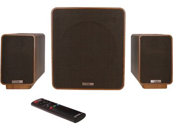 2.1 luidsprekerset Enova HIFI VELA 2.1 10A, rechthoekige centrale subwoofer, 2 rechthoekige satellieten, zwarte afstandsbediening