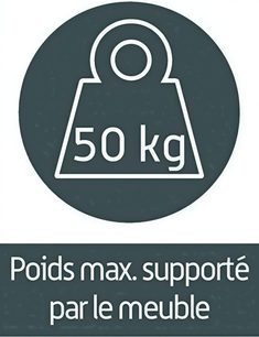 Seinälle kiinnitettävä TV-teline Sonorous STADPBLK5060 musta. Valkoinen piktogrammi tummanharmaan taustan päällä: enimmäiskuorma 50 kg