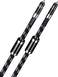 To 0,75 m sorte Real Cable CA Reflex RCA-lydkabler, med krombelagte RCA-hanstik i enderne