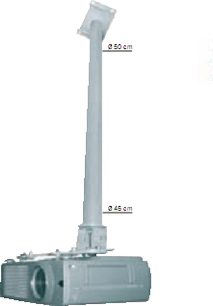 Erard Square 2431/2432 loftophængt beslag til videoprojektor, i grå metal, med en højde på 50 cm og en bredde på 45 cm