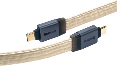 Cavo USB-C Silent Power by ifi Audio Pulsar USB, guaina intrecciata beige e connettori grigio scuro con terminali dorati