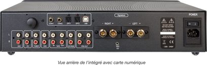 Atoll Electronique IN50 Signature silver stereo hi-fi amplifier, front view, front panel connections and controls, silver finish