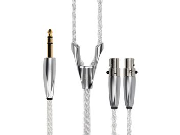 Кабель для навушників Meze Audio Ultra, сріблястий плетений, лівий і правий mini XLR до позолоченого штекера 6,3 мм
