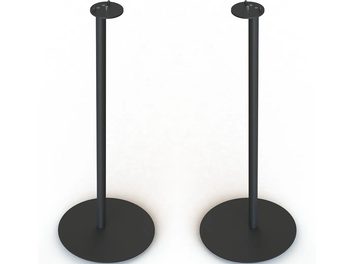 Deux pieds d'enceinte Mountson noirs pour Sonos Era 100, base circulaire, tige verticale, fixation supérieure circulaire