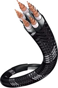Inakustik Referenz LS-1102 black and spiral-twisted copper audio cable, black braided jacket, copper banana plugs