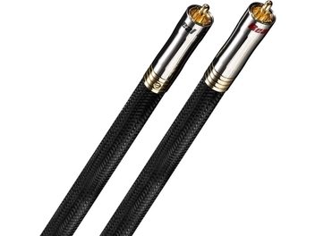Два RCA кабела Real Cable Cheverny II 1 м, позлатени конектори, черна оплетена обвивка, единият червен, другият бял