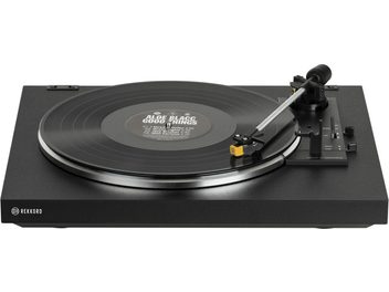 Hi-fi pladespiller Rekkord F100 i sort, metalplade, tonarm med AT91-pickup, sølvfarvede kontroller