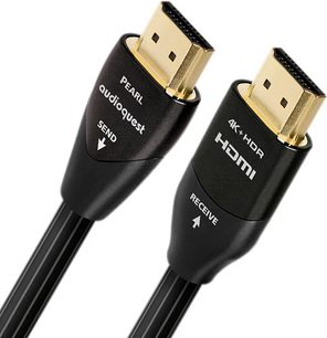 Audioquest HDMI Pearl kabel, forgyldte stik, sort kabel, nærbillede