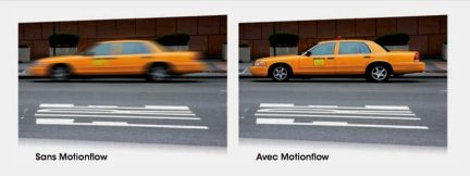 To gule taxier parkeret, den ene uden motionflow og den anden med motionflow, set fra siden på en asfalteret vej med hvide markeringer