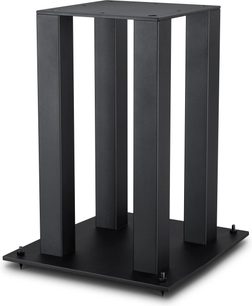 Pied d'enceinte Mofi Electronics SourcePoint 10 noir en métal, structure à six montants avec plateau et pointes