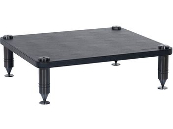 Additional rectangular matte black wooden shelf with cylindrical metal feet for Norstone Design Como II hi-fi furniture