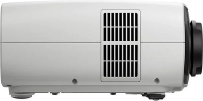 White Epson EH-LS7500 projector, side view with black lens and central ventilation grille