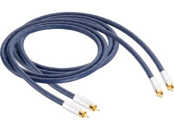 Καλώδιο ήχου αναλογικό RCA Inakustik Connect 212 Audio RCA σκούρο μπλε σε θήκη PVC, τέσσερις αρσενικές βύσματα χρυσές με ασημί μεταλλικά σώματα, άποψη από πάνω