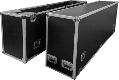 Flight-case pentru ecran Power Acoustics Flight écran 90/100 negru, deschis, cu întărituri argintii și mânere încastrate