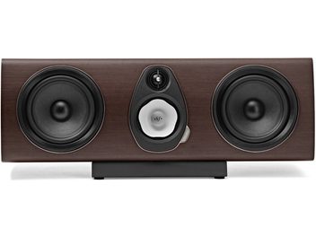 Diffusore centrale Sonus Faber Sonetto Center G2 finitura wengé, vista frontale con due grandi altoparlanti neri