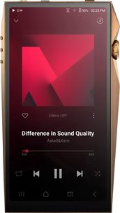Lettore audiophile Astell&Kern SP4000 in rame, vista frontale con ampio schermo touch e rotella laterale ramata