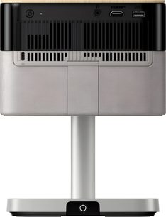 Vidéoprojecteur Epson EF-72 vue arrière, finition beige avec grille textile, ports HDMI USB et support argenté