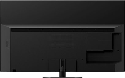 Téléviseur Panasonic TX-55HZ1000E, vue de face, écran éteint, noir, cadre fin, connectique à l'arrière