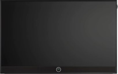 Телевізор Loewe Stellar 42 DR+ чорний, вигляд спереду, широкоформатний екран із тонкою рамкою та вбудованою саундбаром