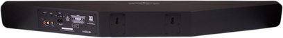 Q acoustics Media 4 black soundbar, front view, with LED display, buttons and connections at the rear