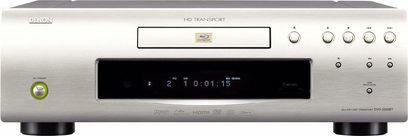 Denon DVD-2500BT 4K Blu-ray-afspiller, frontvisning, sølvfarvet front med digitalt display, knapper og tilslutninger