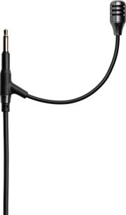 HI-FI-kuulokkeiden lisävaruste Meze Audio Boom Mic, sivukuva, musta joustava kaapeli, kultainen jakki-liitin, sylinterimäinen mikrofoni