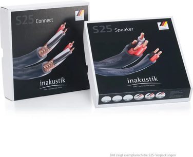 Două cutii de carton negru și alb ilustrate cu cabluri, Inakustik Connect 212 Digital RCA 1,5 m, prezentate în vedere din trei sferturi față