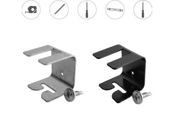 Akustinis priedas „FixArt Tube Lock Artnovion", išskaidytas vaizdas iš 5 metalinių dalių: 2 L formos laikikliai, 2 cilindriniai antgaliai, 1 srieginis strypas
