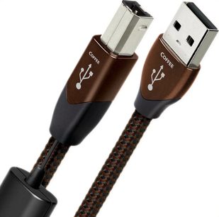 USB-кабель Audioquest Coffee типу A до B, 1,5 метра, хромовані USB-роз’єми, коричнево-чорна плетена оплетка